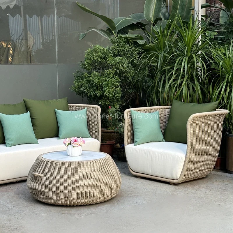 Terrassenmöbel für den Außenbereich, Gartengarnitur, Sofa aus Seil: Wo modernes Design auf Allwetterbeständigkeit trifft