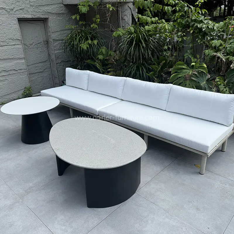 Hochwertiger Aluminiumrahmen gebürstet Holz Getreide Outdoor -Sofa