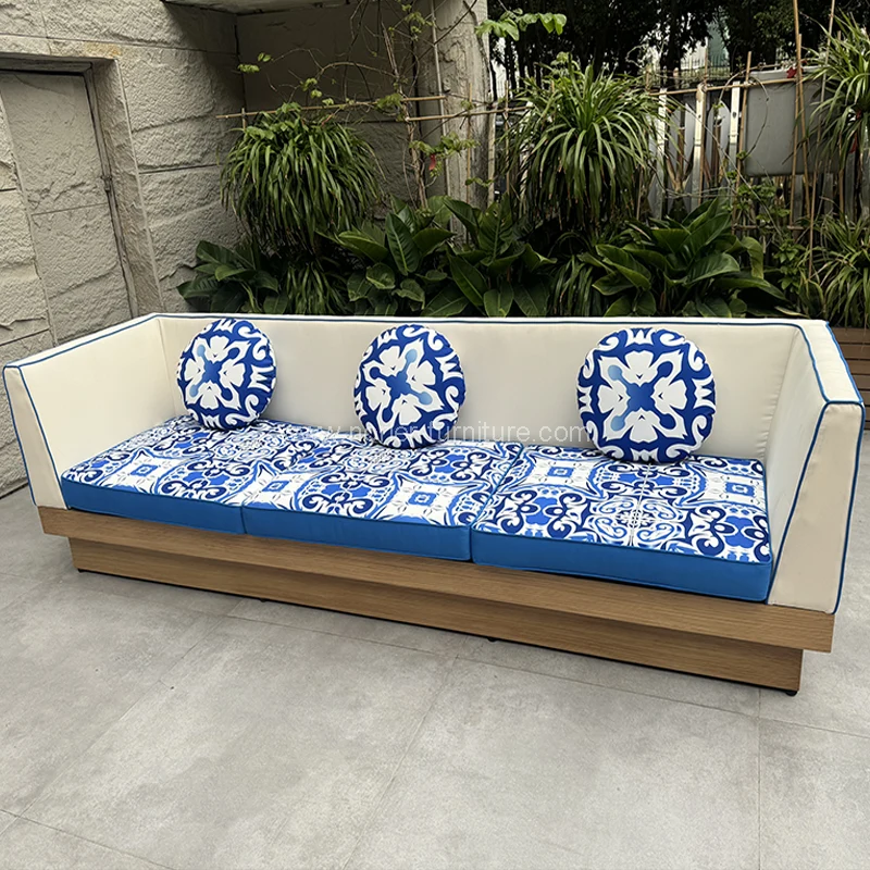 Moderne Aluminiumrahmen im Freien gebürstete Holzkornsofa