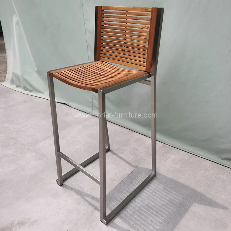 Moderner Outdoor -Edelstahl -Teakrahmen Stuhl Stuhl Stuhl