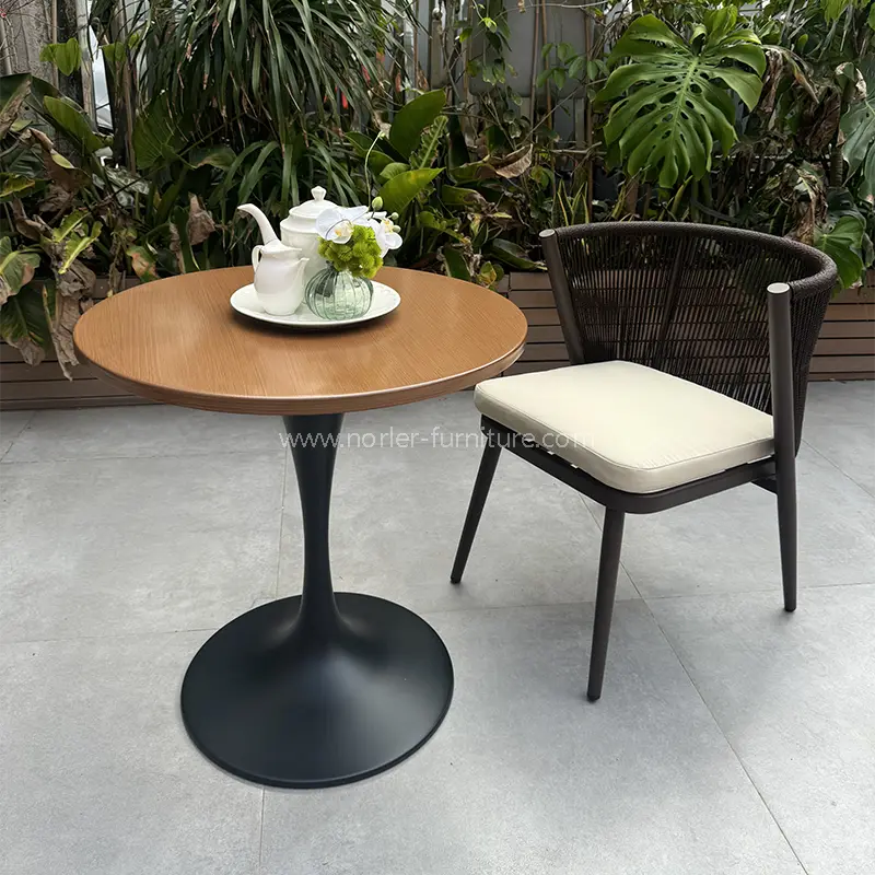 Aluminiumrahmen im Freien handgewebte Olefin-Seilbalkon-Set