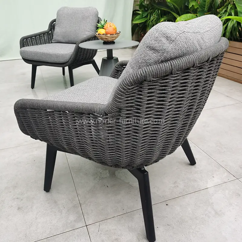 Outdoor Balkon handgewebte Seiltisch und Stühle