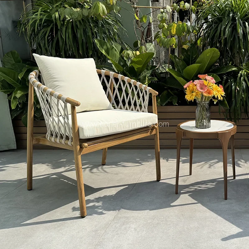 Outdoor Balkon Teakholz Seilgarten Set