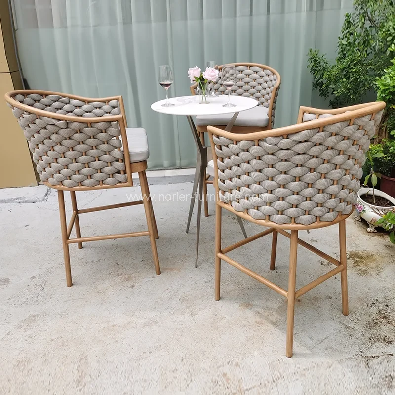 Outdoor Beach Aluminium gebürstete Holz Getreide Bar Set