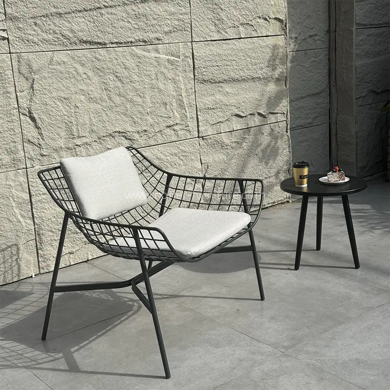 Outdoor Courtyard Black Aluminium wasserdichtes Kissen Balkon Set