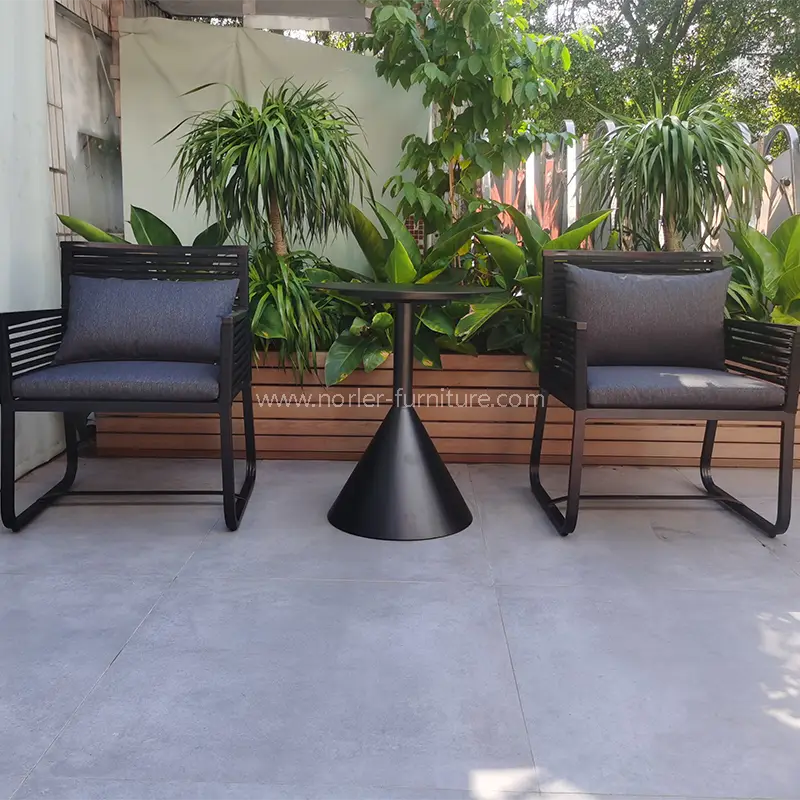 Outdoor Modernes Freizeit Design Aluminium Rahmen gewebter Gürtelbalkon Set