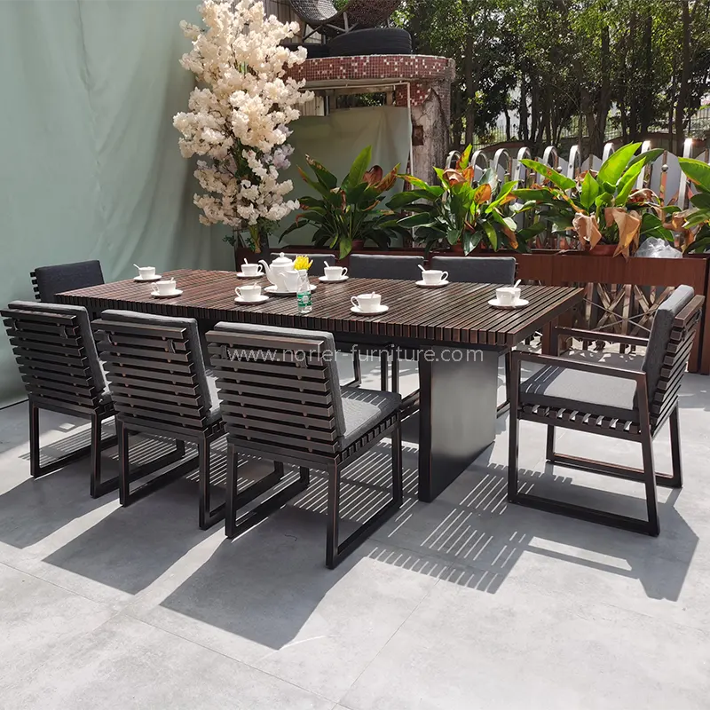 Terrasse im Freien Holz Getreide Aluminium Esstisch und Stühle