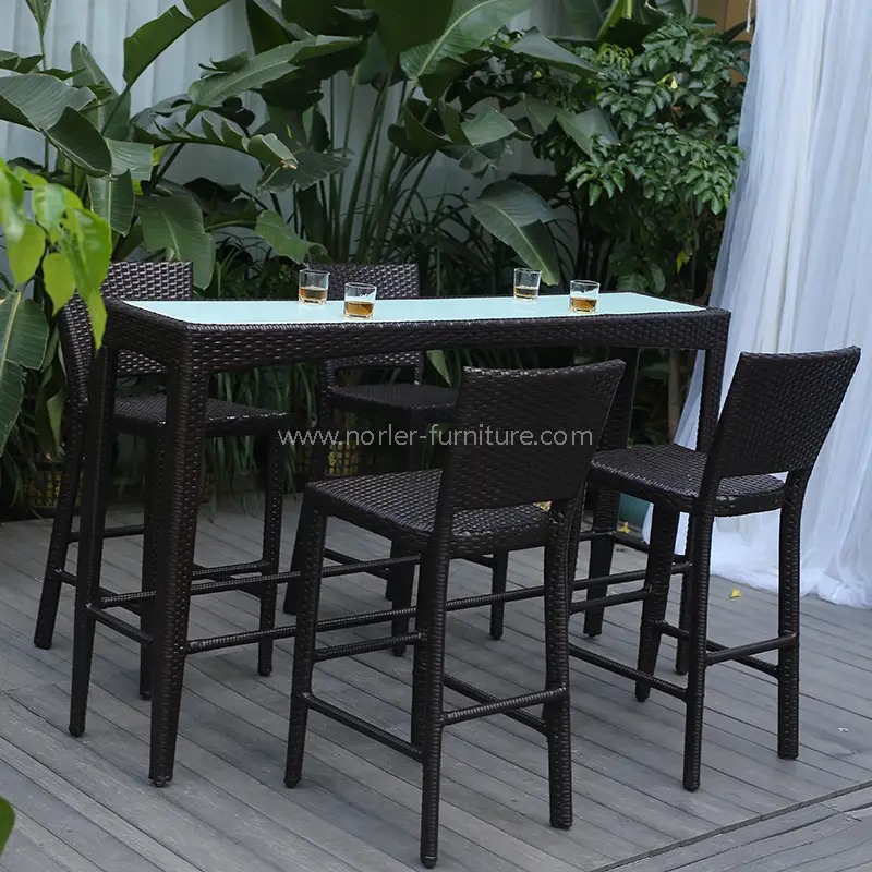 Rattan im Freien Rattan High Bar Tisch und Stühle Set